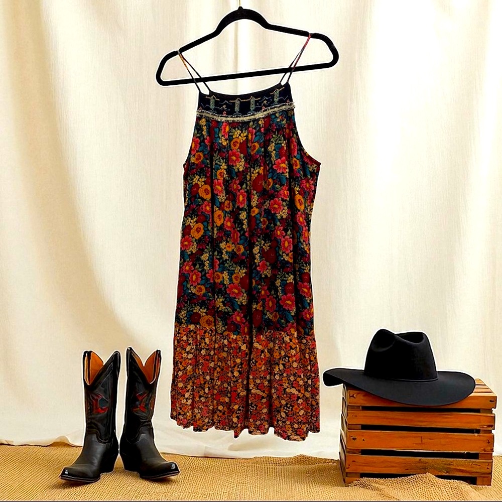 Patrons of Peace-Women’s Boho fully lined Floral Dress – (M)🍂🍁🍃